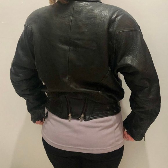 Womens FOXRUN Motorcycle Biker Jacket Leather VTG - Picture 4 of 7